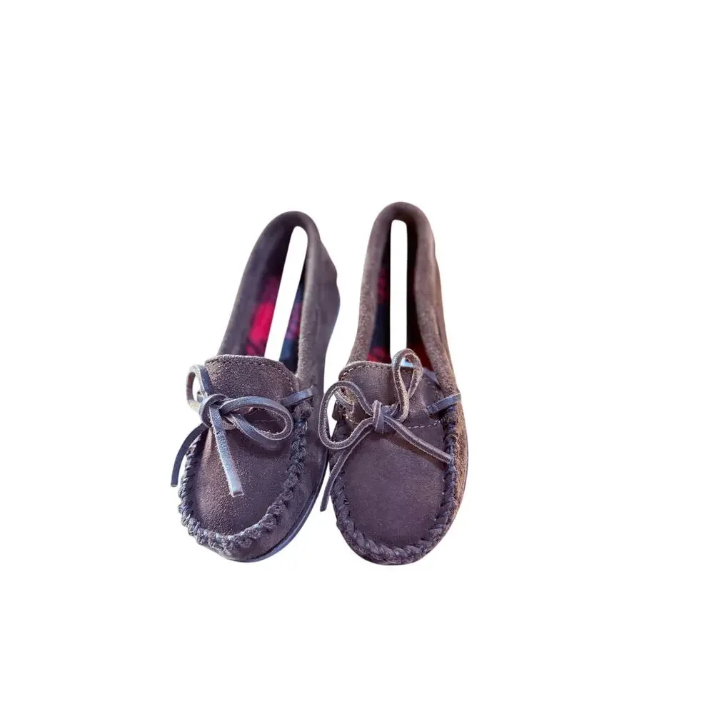 Minnetonka Kids Boat Moc Moccasins Sz 10 Chocolate Brown Leather NWB Style 2773